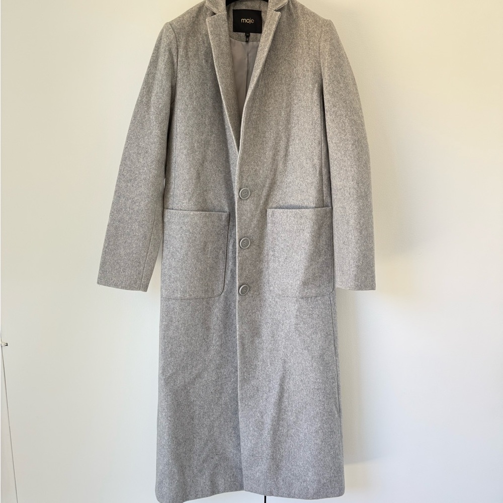Maje Gray Trench Coat Classic Tailored Design